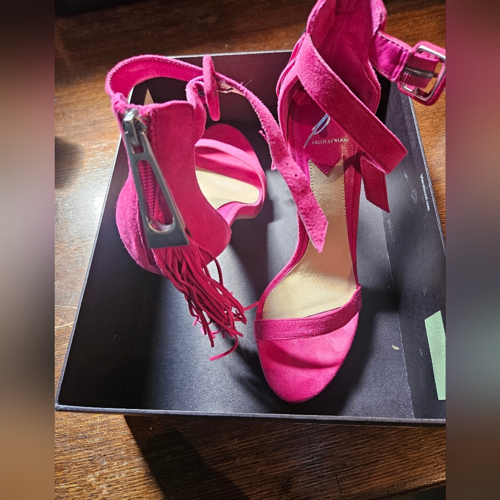 NEW Pink Brian Atwood Heels Tassels Hot Pink Womens 8.5